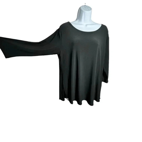 SYMPLI  Size 12 Black scoop neck jersey boxy top 3/4 sleeves - Picture 1 of 8